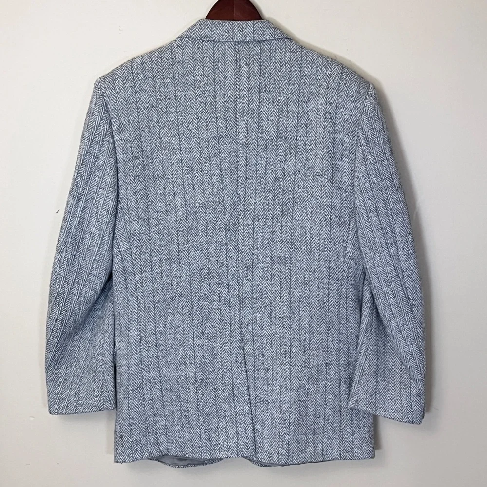 Harris Tweed Wool Herringbone Sport Coat Blazer Jacket - Men's Size 42R - Gray